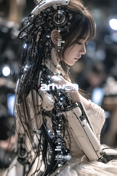 Cybernetic Girl Portrait Print.