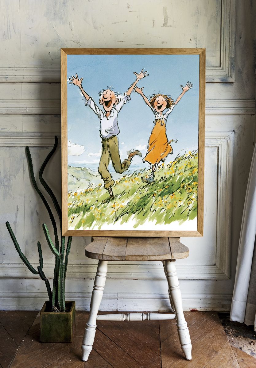Joyful Meadow Watercolor Print. room preview