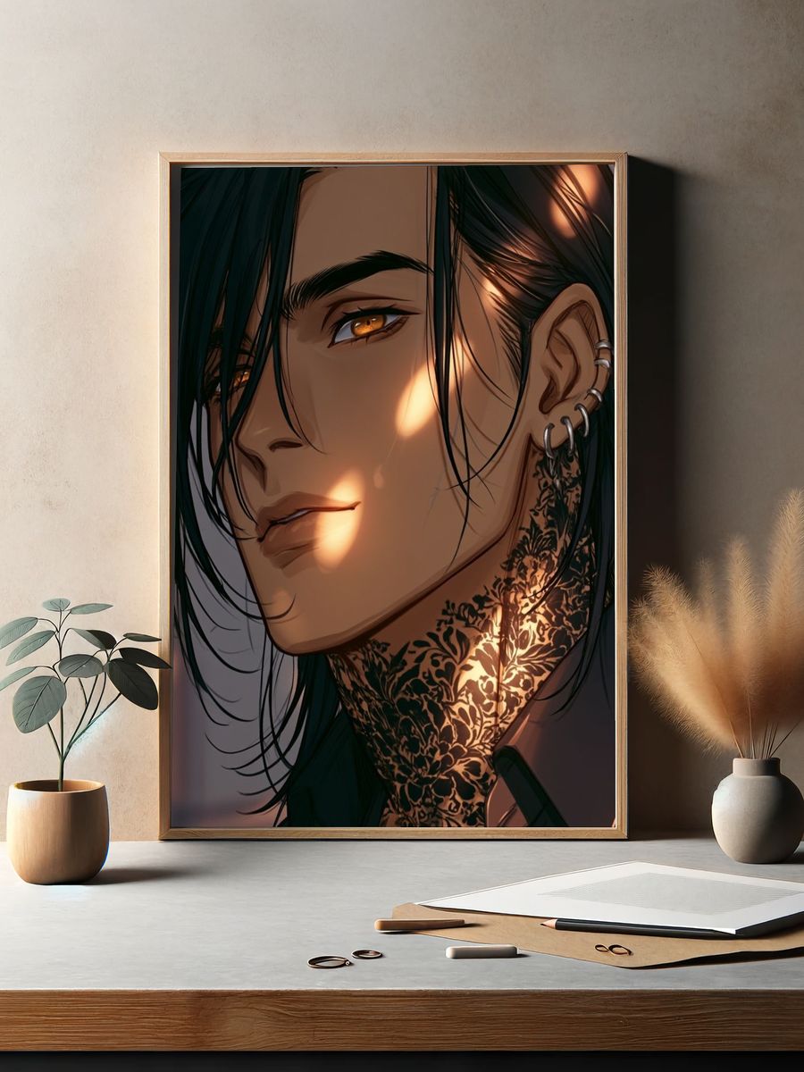Tattooed Portrait Digital Art Poster. — room view 2