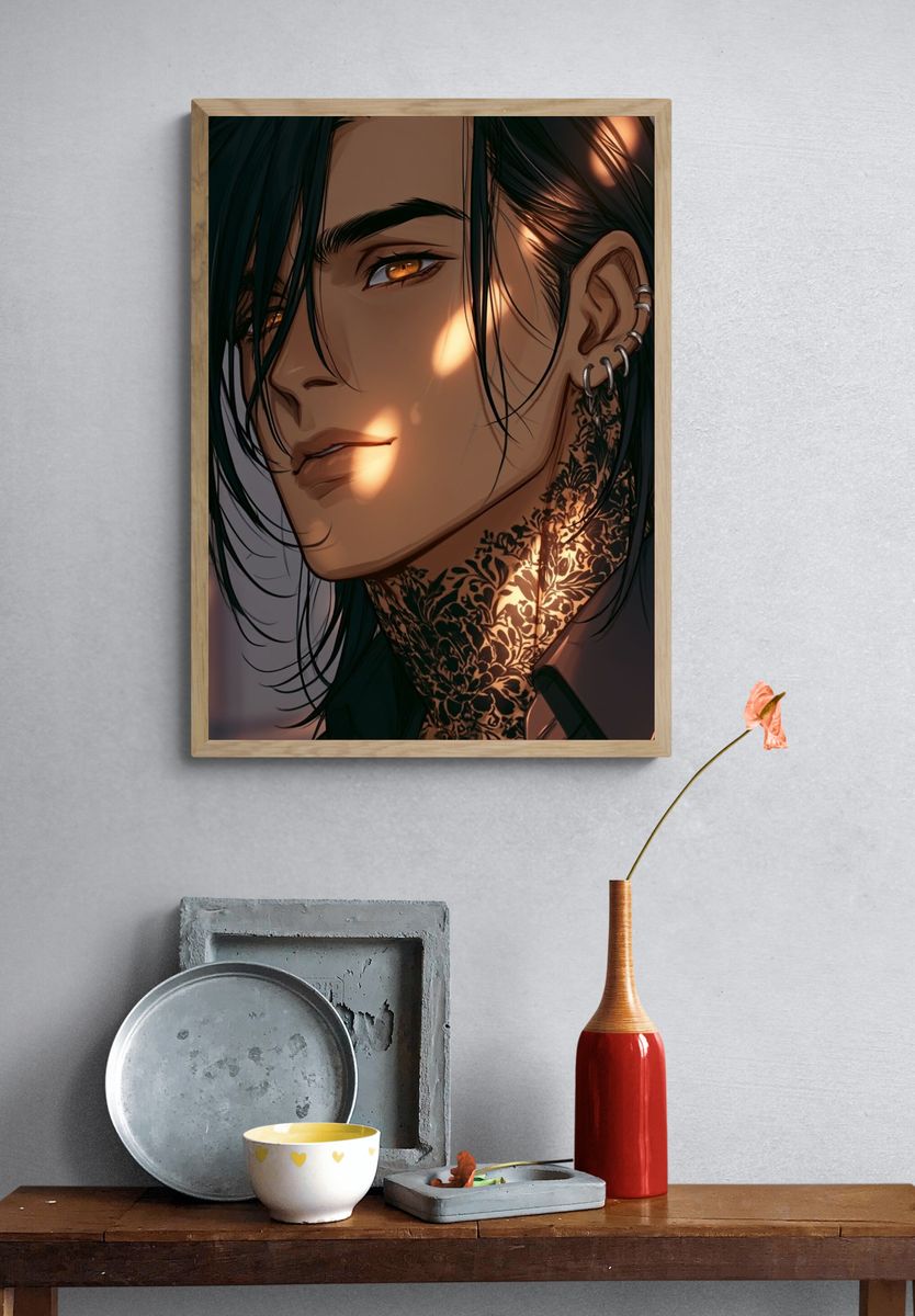 Tattooed Portrait Digital Art Poster. — room view 3