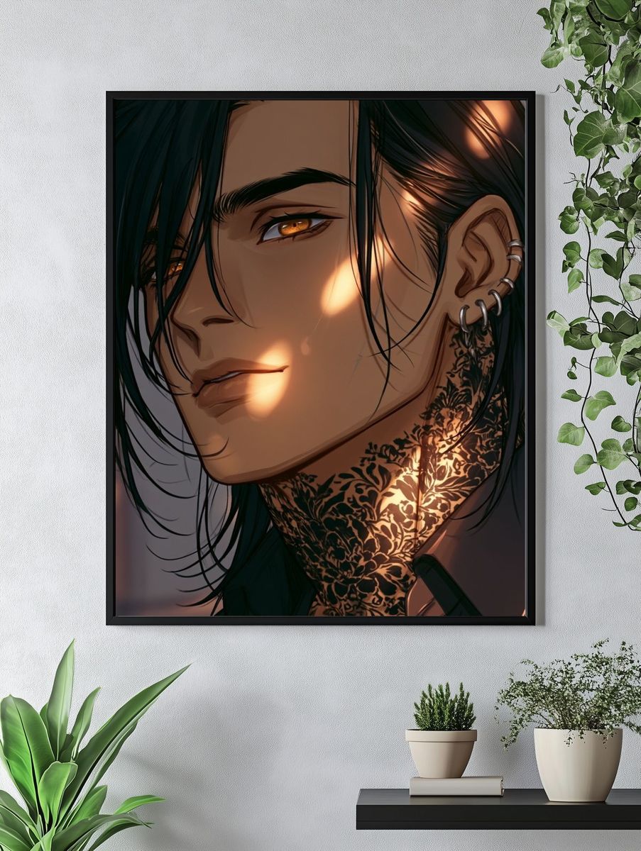 Tattooed Portrait Digital Art Poster. — room view 4