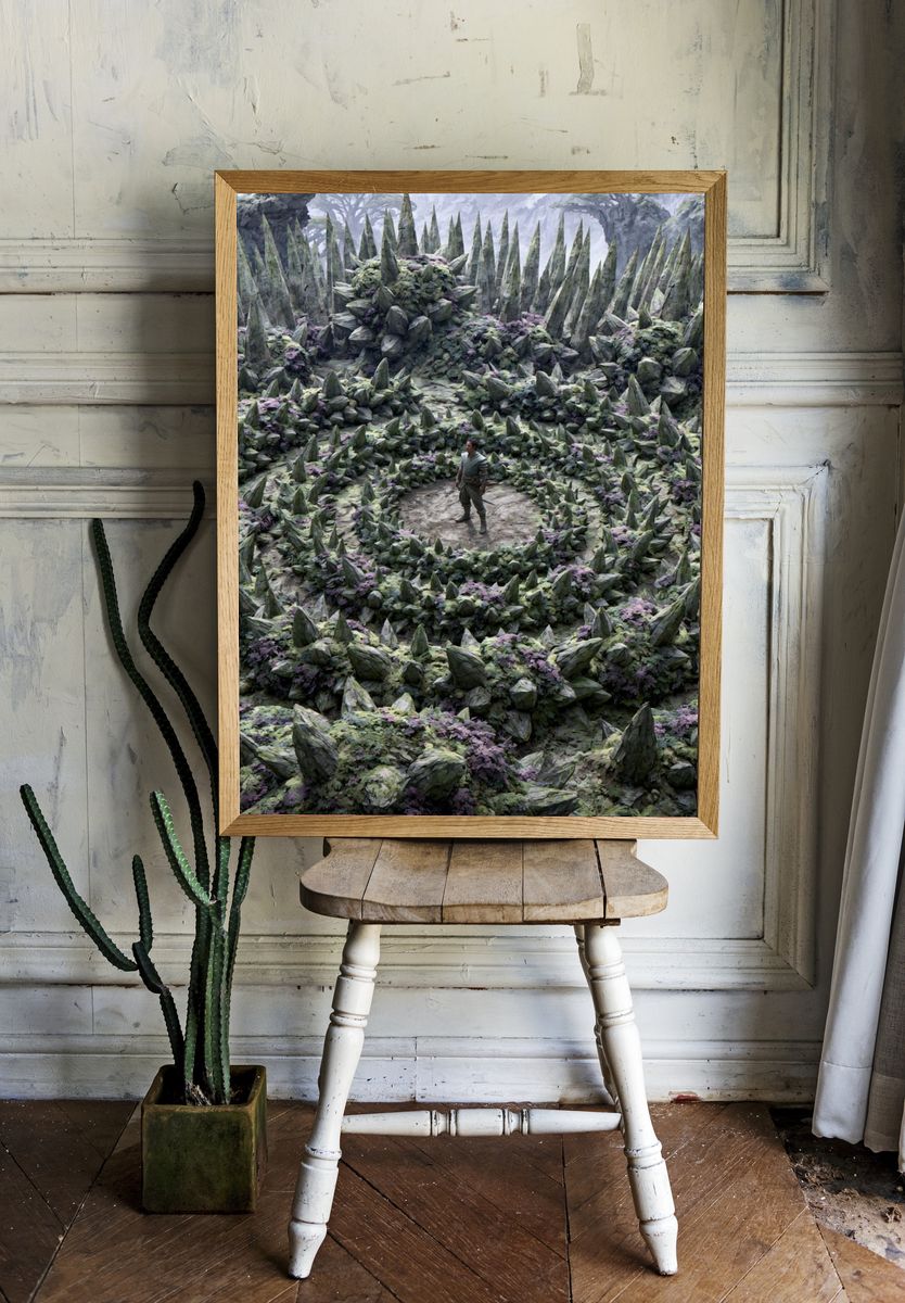 Fantasy Crystal Cavern Illustration Print. room preview