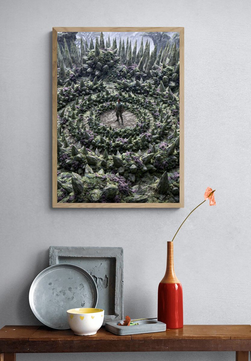 Fantasy Crystal Cavern Illustration Print. — room view 3