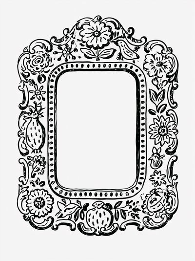 Floral Ornate Frame Print.