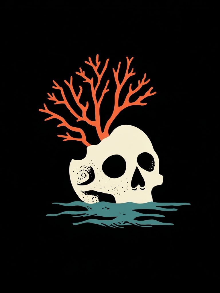 Coral Skull Illustration Poster. poster — illustration art
