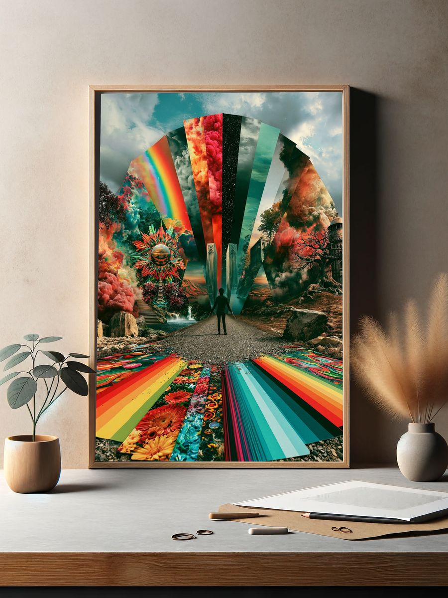 Surreal Rainbow Portal Print. — room view 2