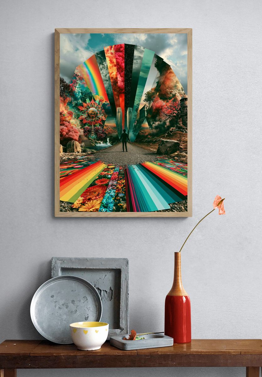 Surreal Rainbow Portal Print. — room view 3