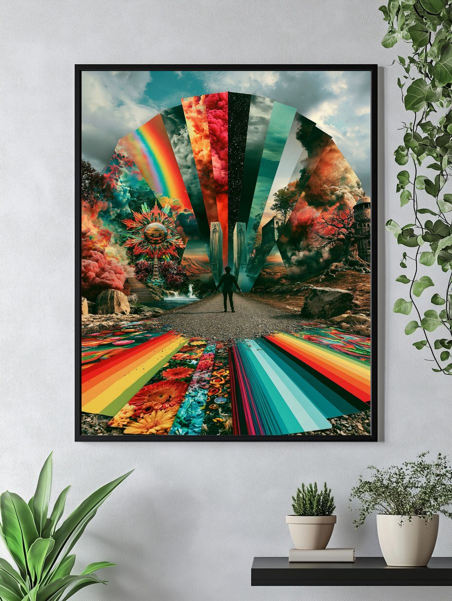 Surreal Rainbow Portal Print. — room view 4