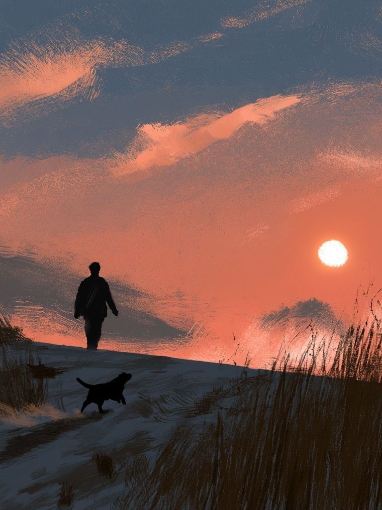 Sunset Dune Walk Illustration Poster. poster — illustration art