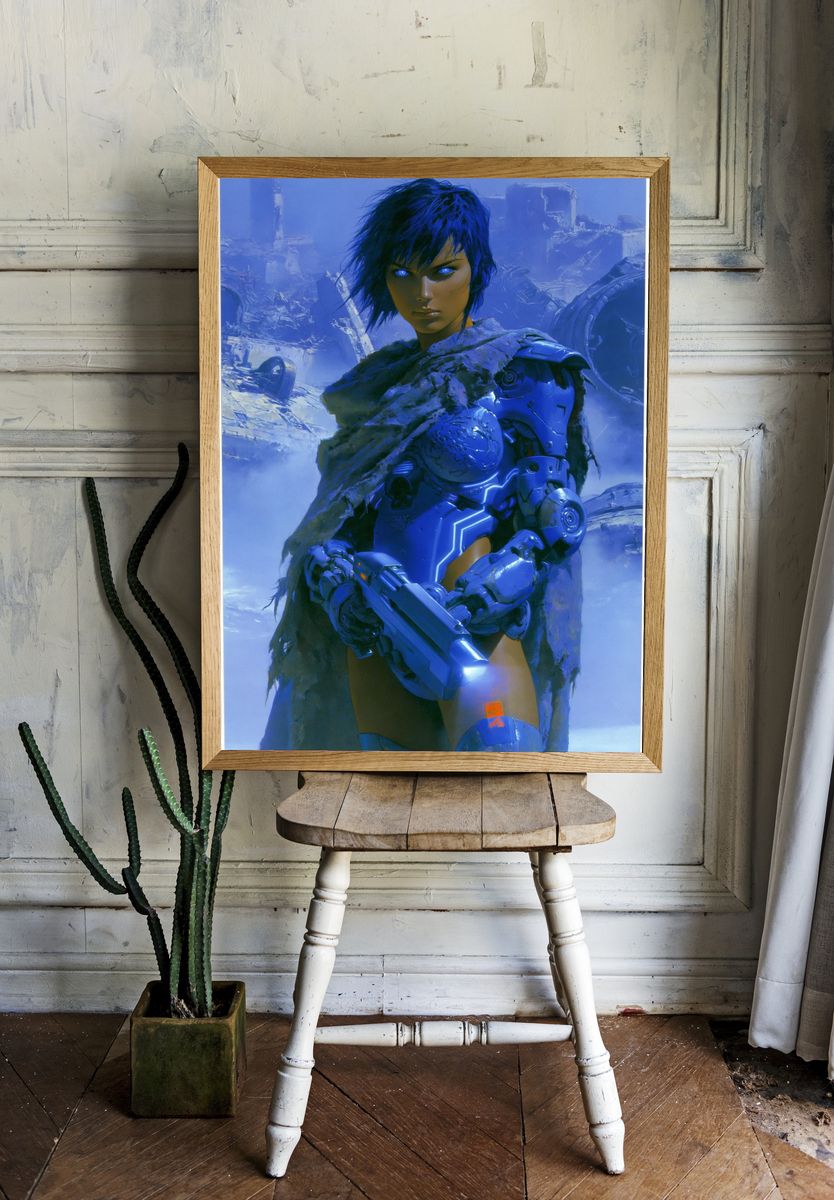 Cyberpunk Warrior Portrait Poster. room preview