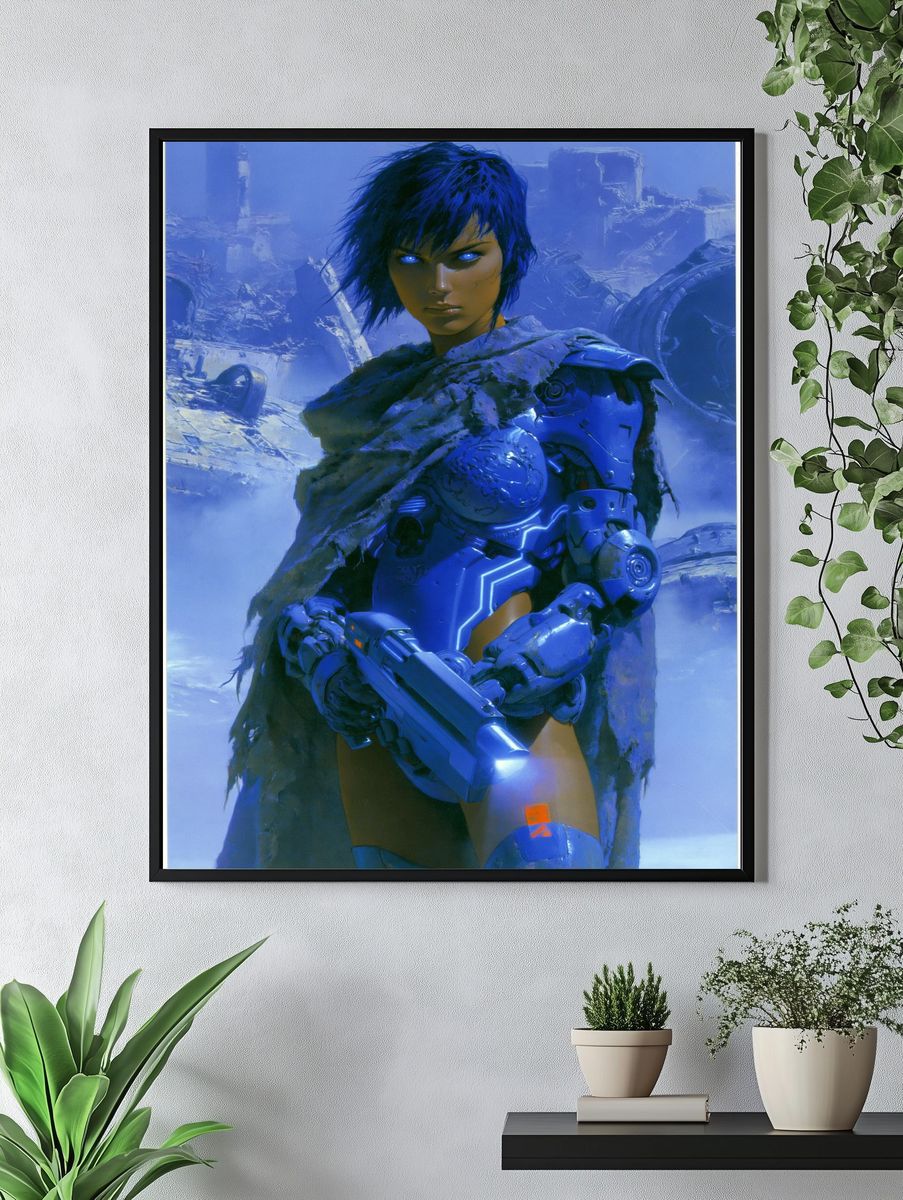 Cyberpunk Warrior Portrait Poster. — room view 4