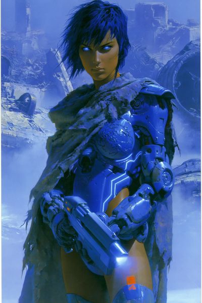 Cyberpunk Warrior Portrait Poster. poster