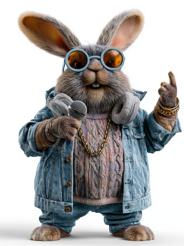 Cool Rabbit DJ Illustration Poster. poster detail
