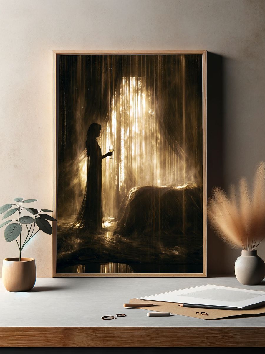 Gothic Silhouette by Window Poster. — room view 2