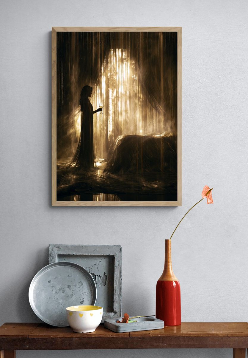 Gothic Silhouette by Window Poster. — room view 3
