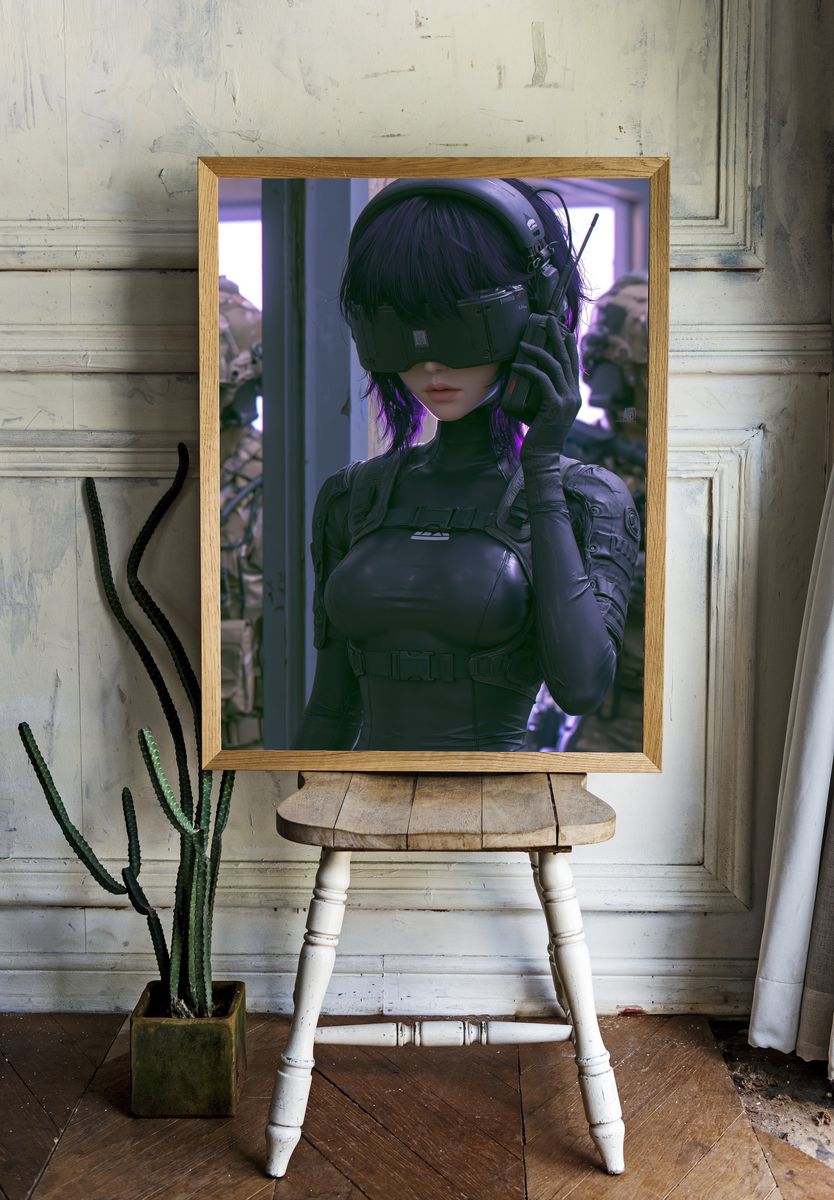 Cyberpunk Operative Portrait Poster. — room view 1