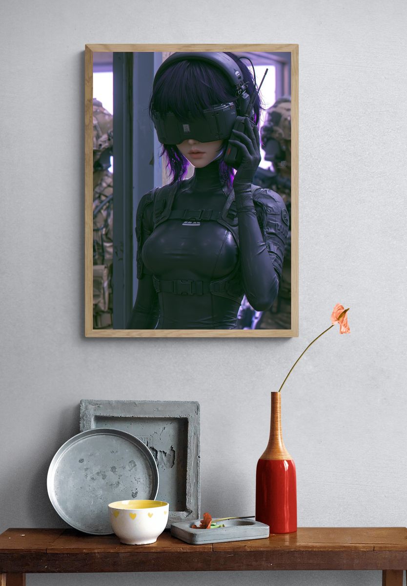 Cyberpunk Operative Portrait Poster. — room view 3