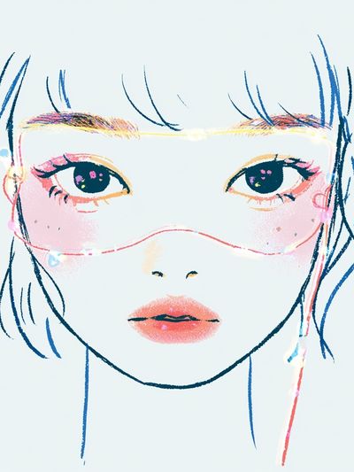 Pastel Girl Portrait Illustration Poster.