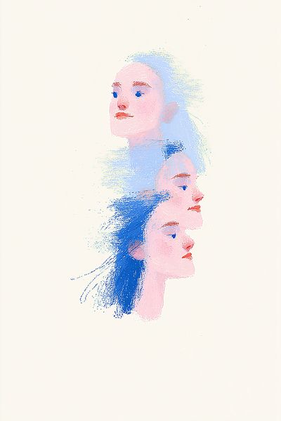 Dreaming Faces Illustration Poster.