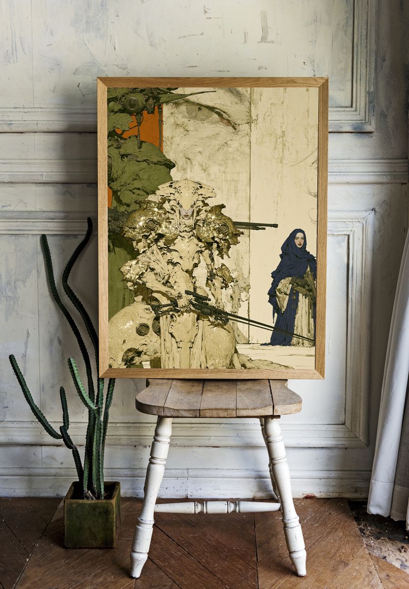 Sci-Fi Warrior Illustration Poster. room preview