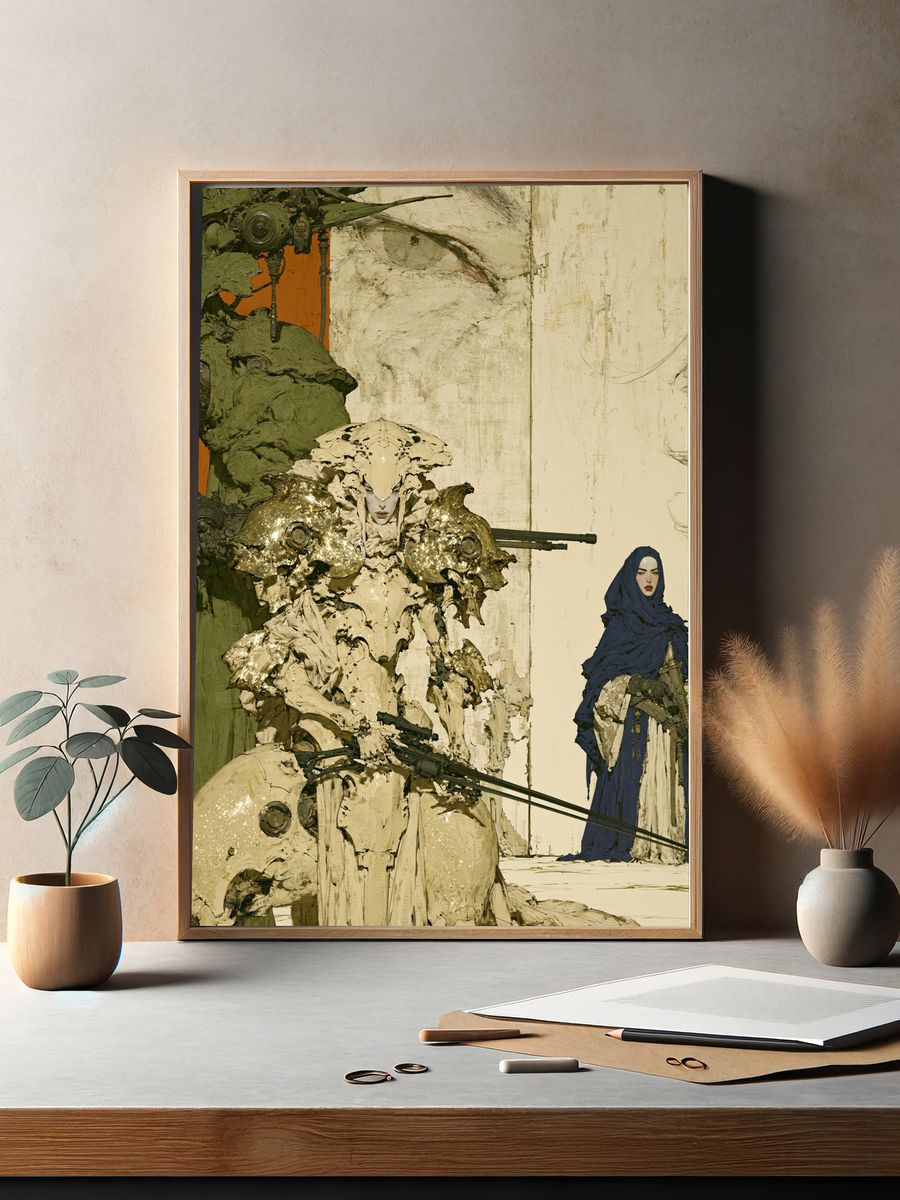 Sci-Fi Warrior Illustration Poster. — room view 2