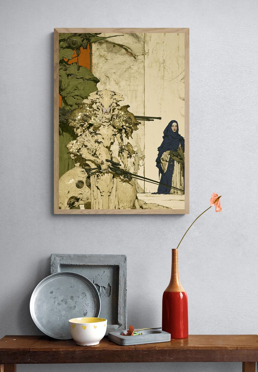 Sci-Fi Warrior Illustration Poster. — room view 3