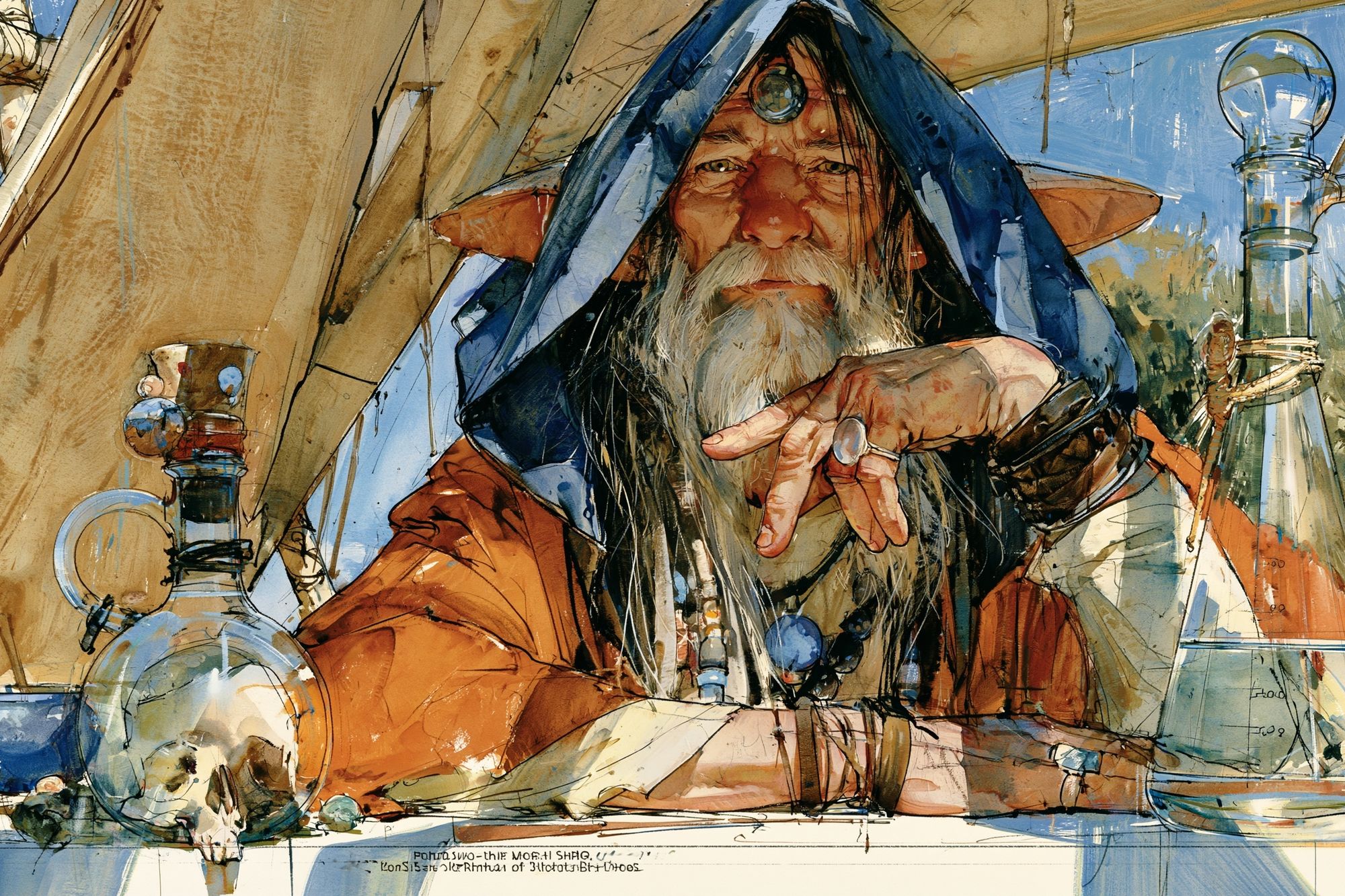 Wizard Alchemist Watercolor Poster. poster detail