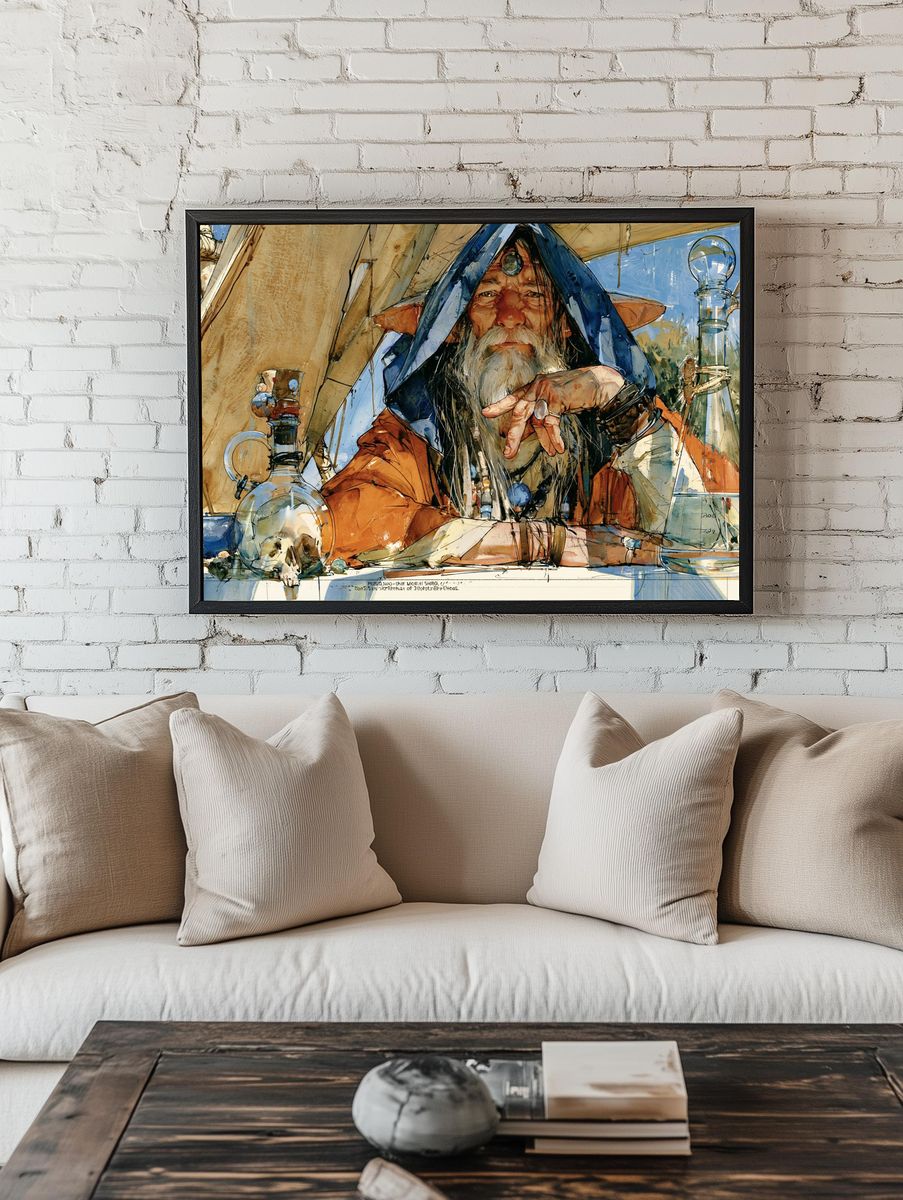 Wizard Alchemist Watercolor Poster. room preview