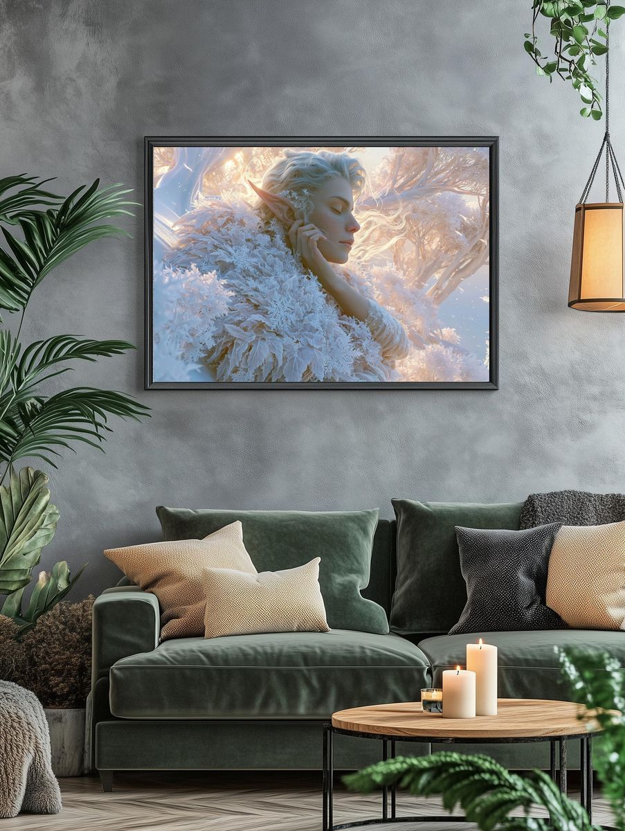 Winter Elf Portrait Print. — room view 4