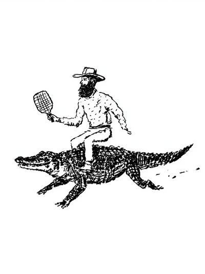 Cowboy on Alligator Print.