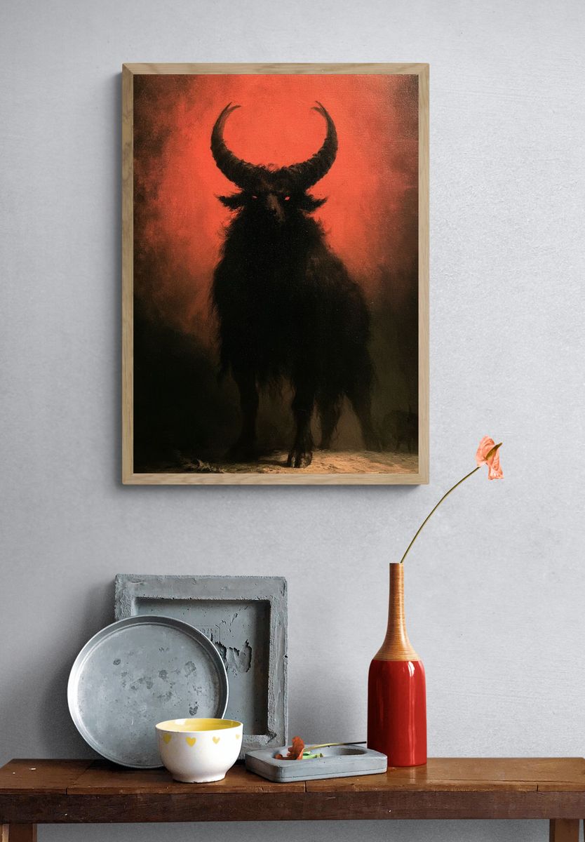Horned Beast Dark Fantasy Print. — room view 3