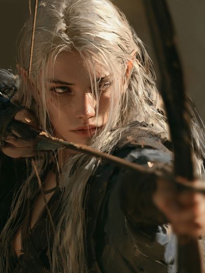Elven Archer Portrait Print. poster