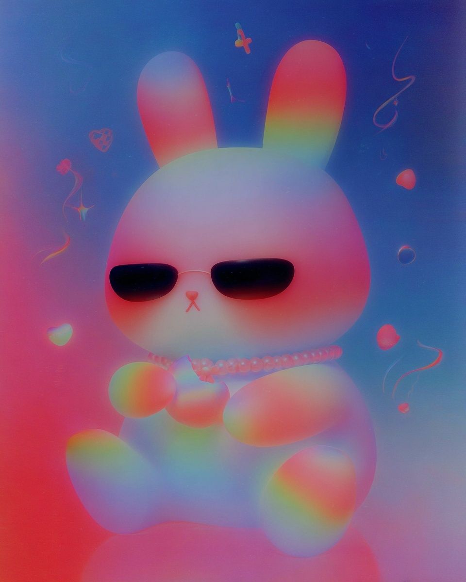 Rainbow Bunny Illustration Poster. poster detail