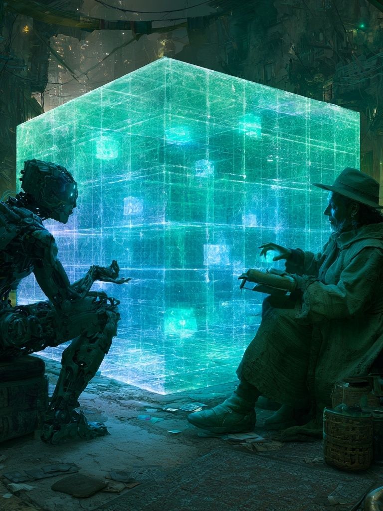 Cyberpunk Cube Encounter Poster. poster detail