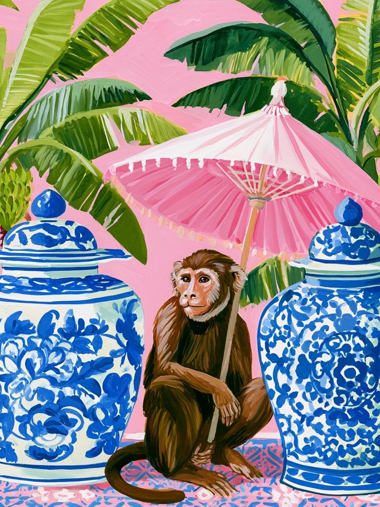 Tropical Monkey Illustration Poster. poster detail