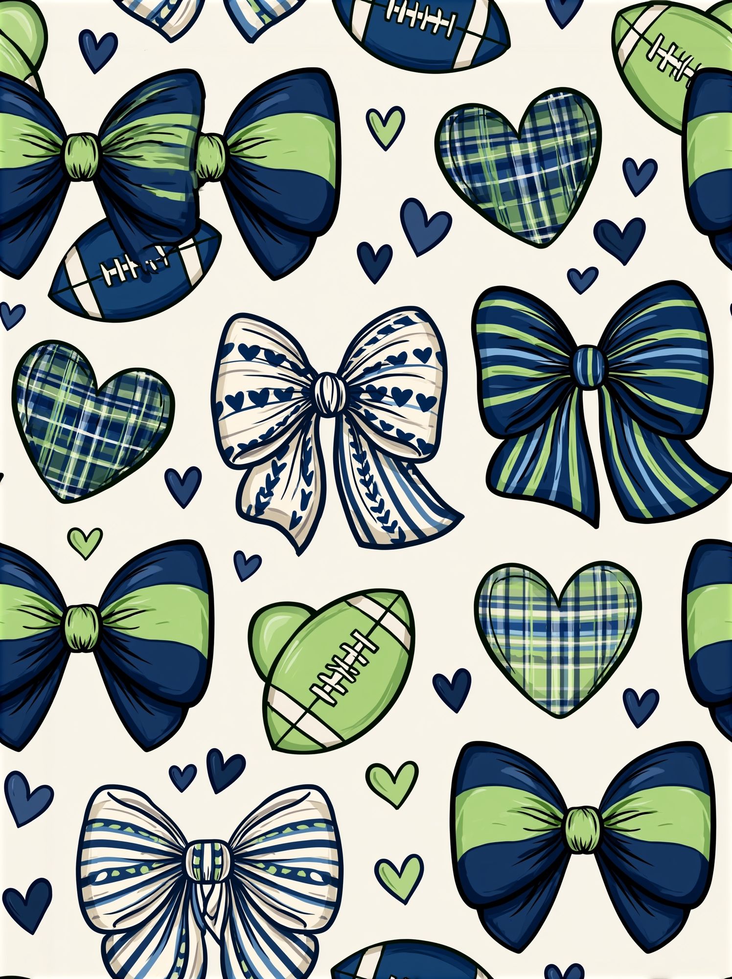 Preppy Bows and Hearts Print. poster — illustration art