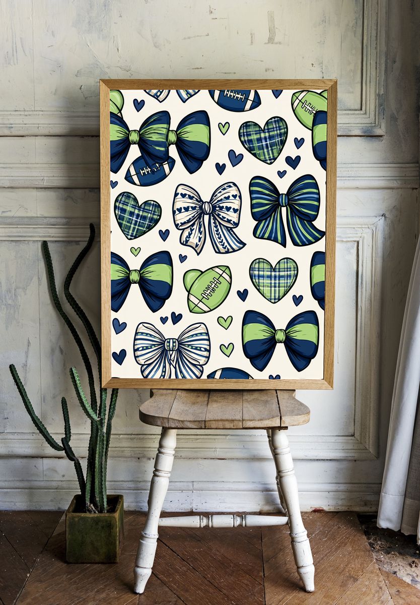 Preppy Bows and Hearts Print. — room view 1