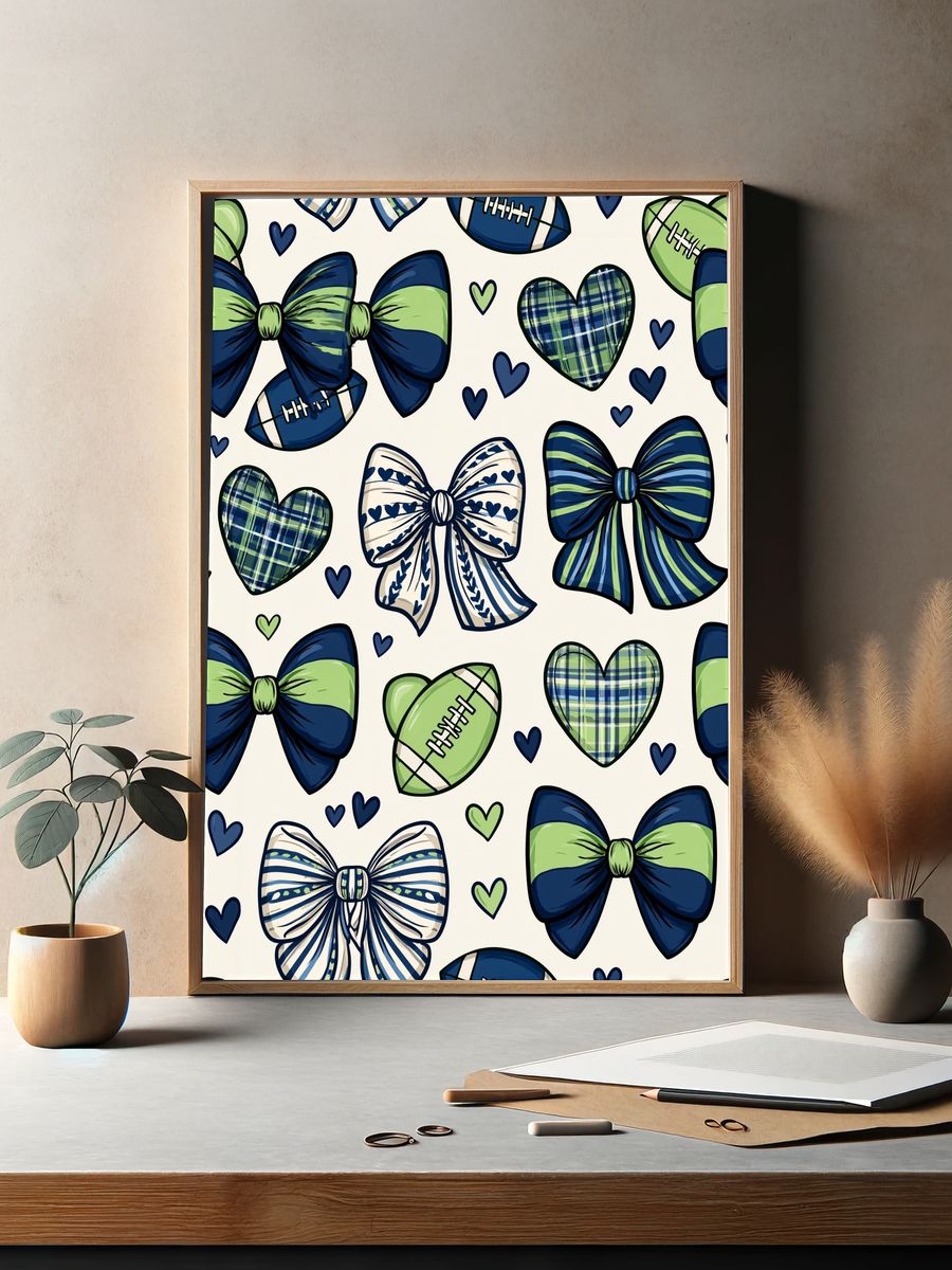 Preppy Bows and Hearts Print. — room view 2