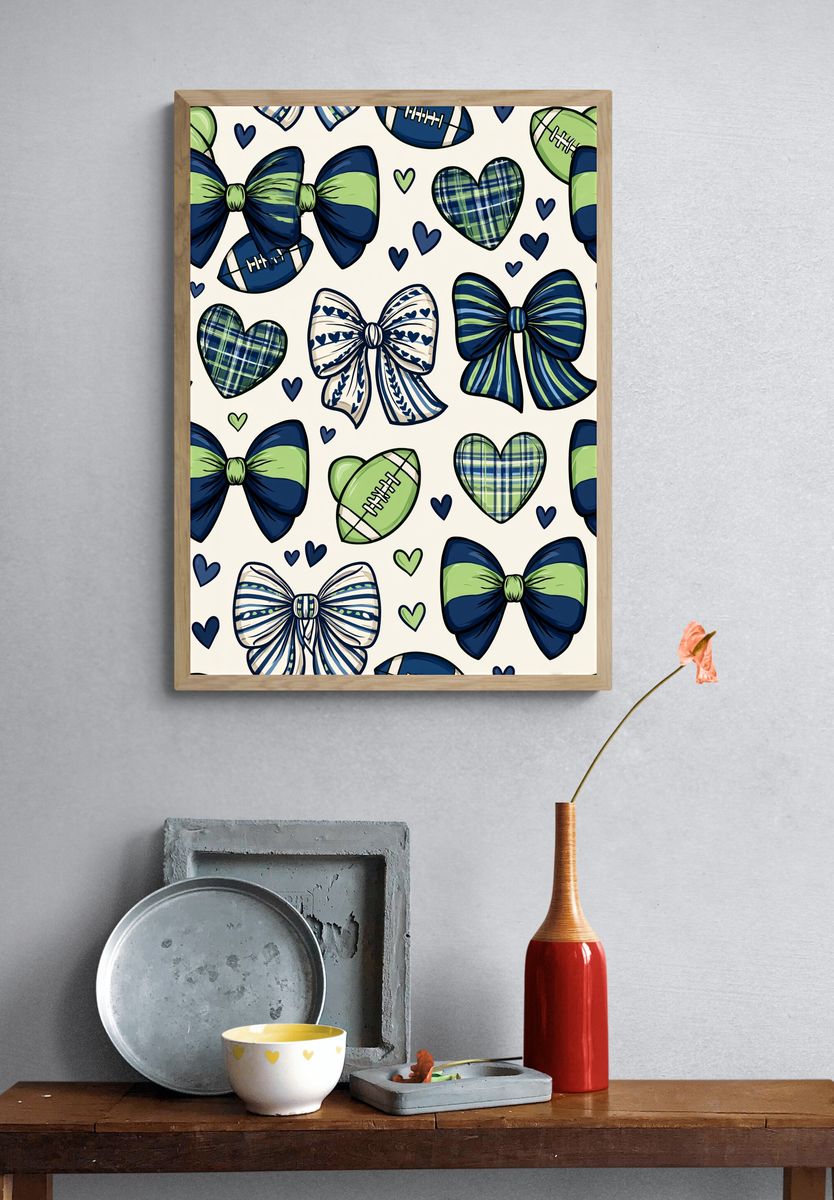 Preppy Bows and Hearts Print. — room view 3