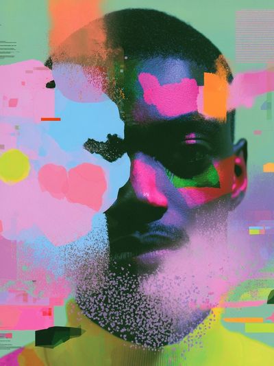 Glitch Portrait Digital Art Poster. poster