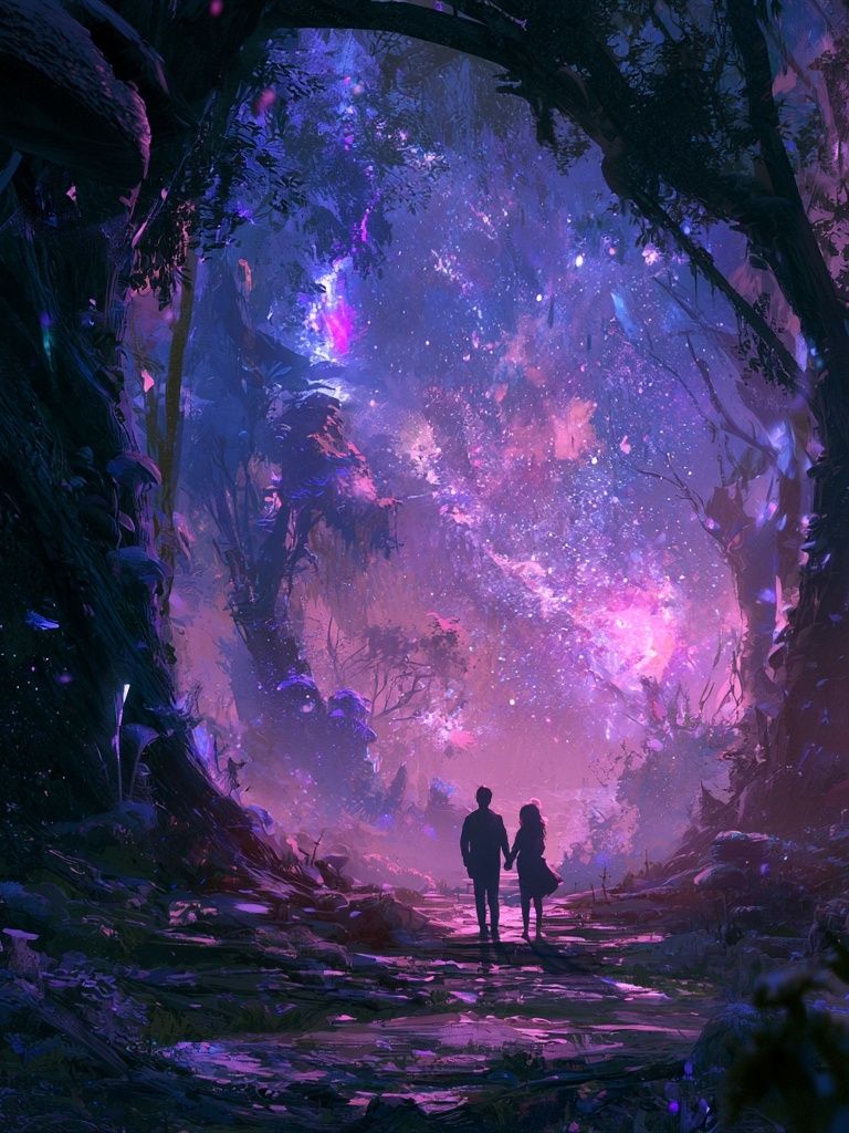 Enchanted Forest Starlight Print. poster — illustration art
