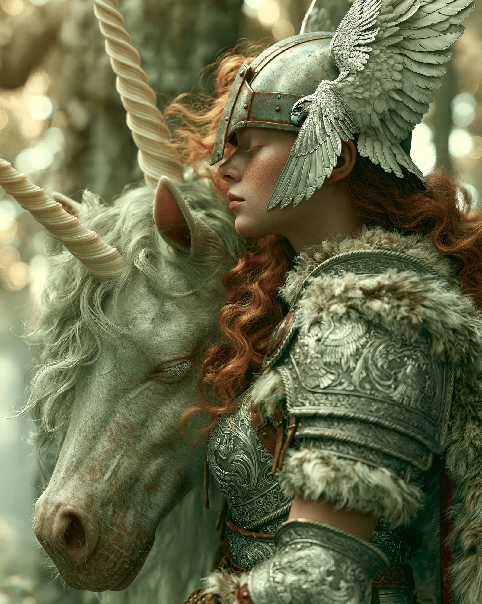Unicorn Knight Fantasy Illustration Poster. poster detail