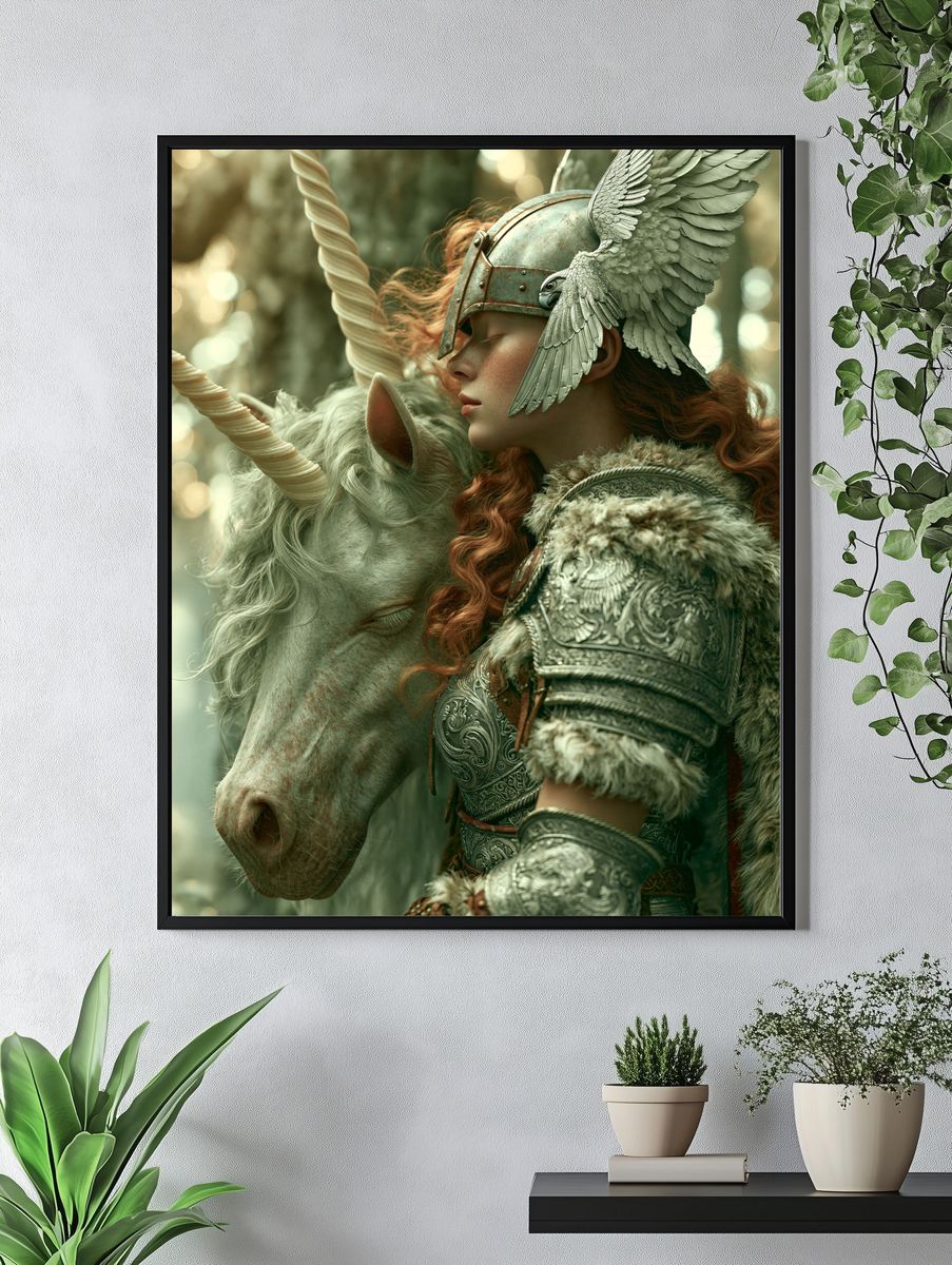 Unicorn Knight Fantasy Illustration Poster. — room view 4