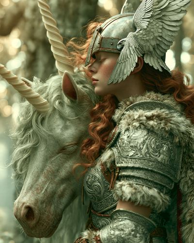 Unicorn Knight Fantasy Illustration Poster. poster
