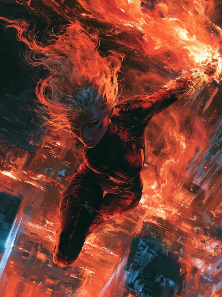 Fireborne Heroine Digital Art Poster. poster — illustration art