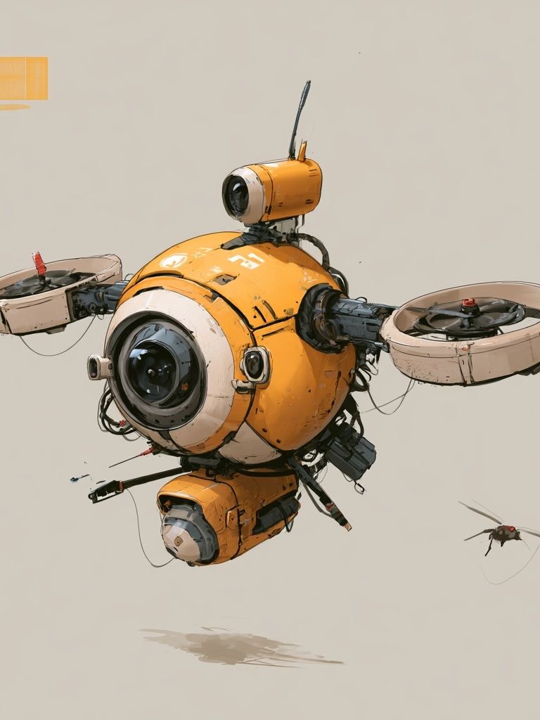 Floating Drone Illustration Poster. poster detail