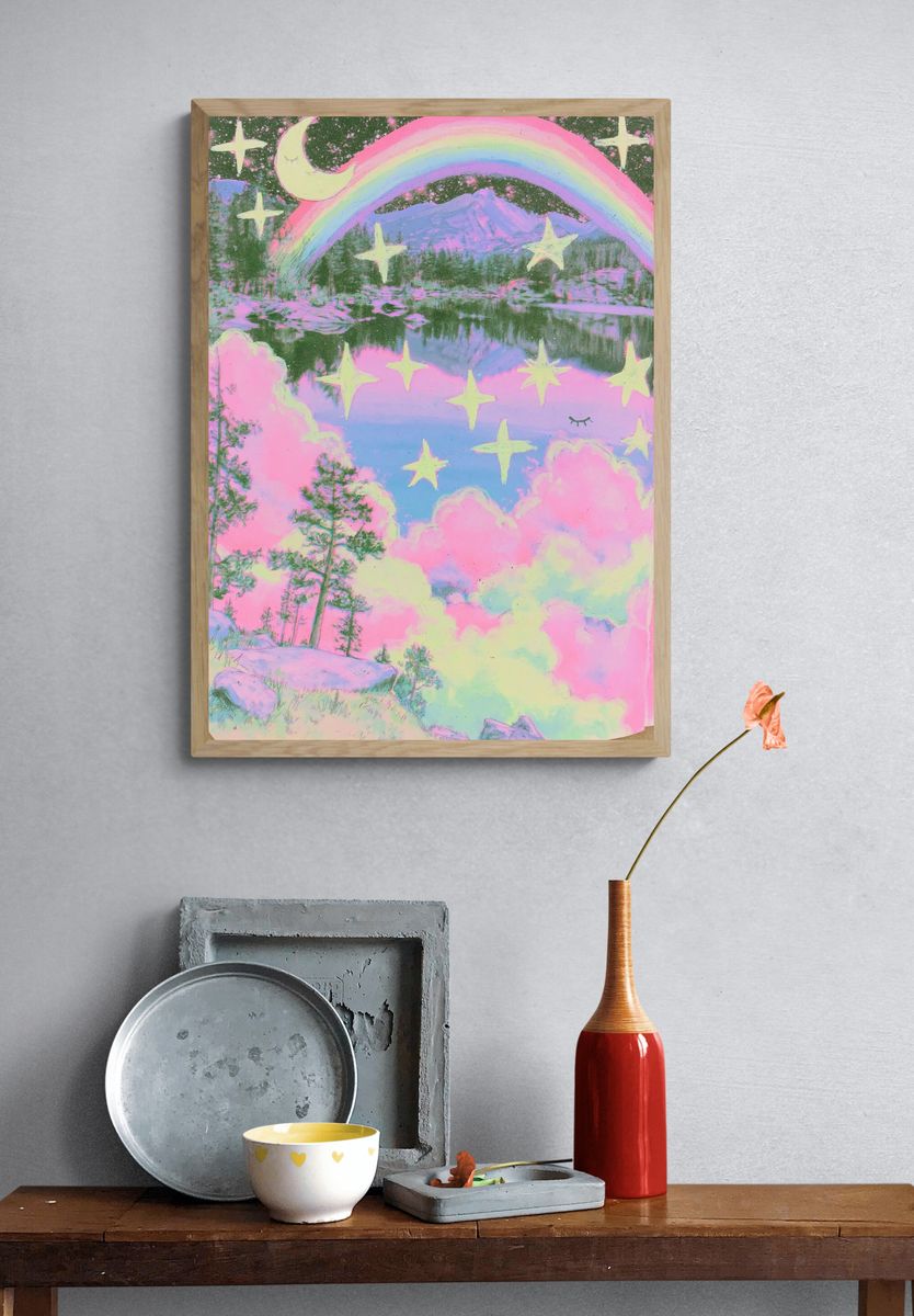 Pastel Rainbow Mountain Print. — room view 3