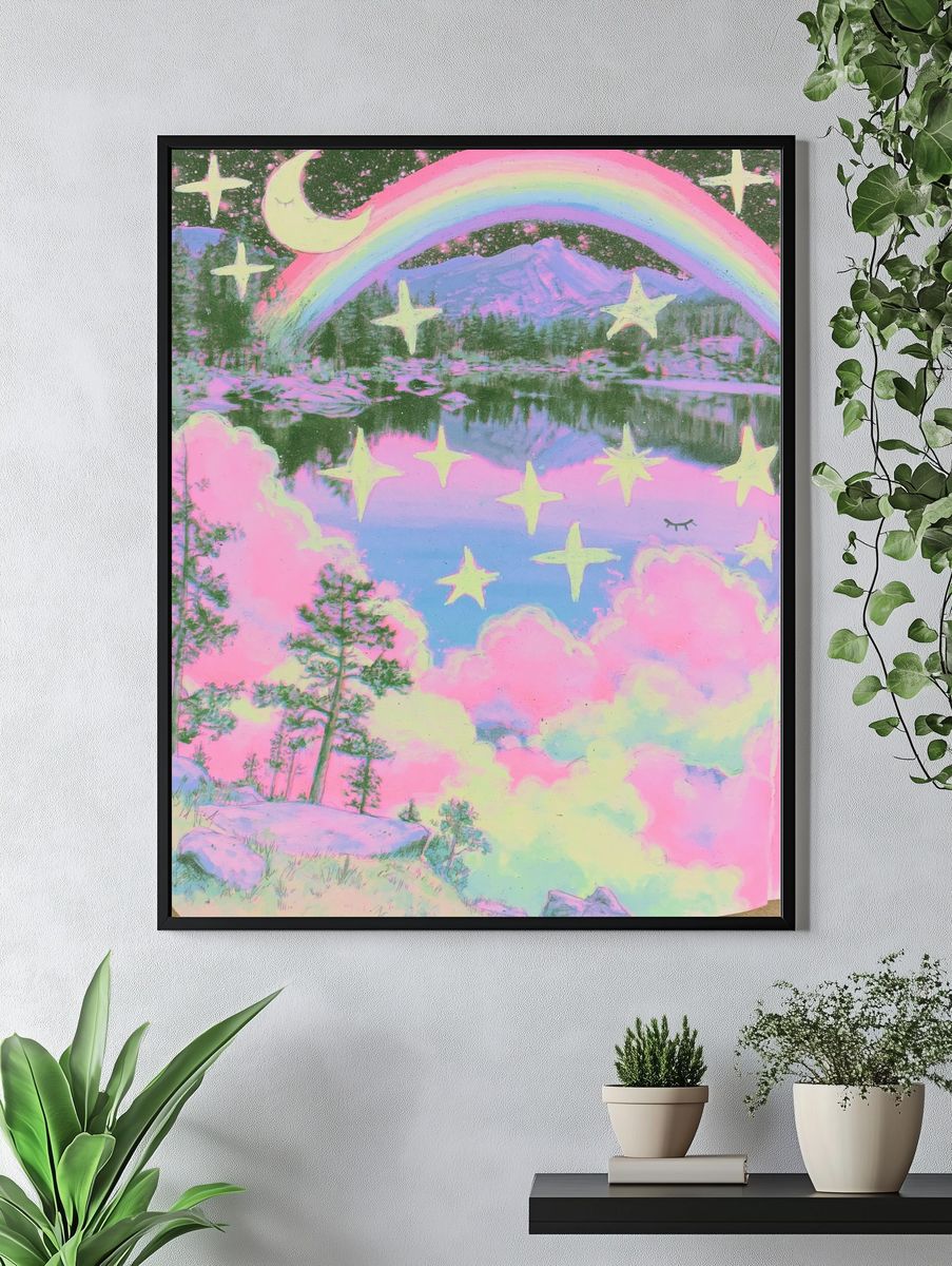 Pastel Rainbow Mountain Print. — room view 4
