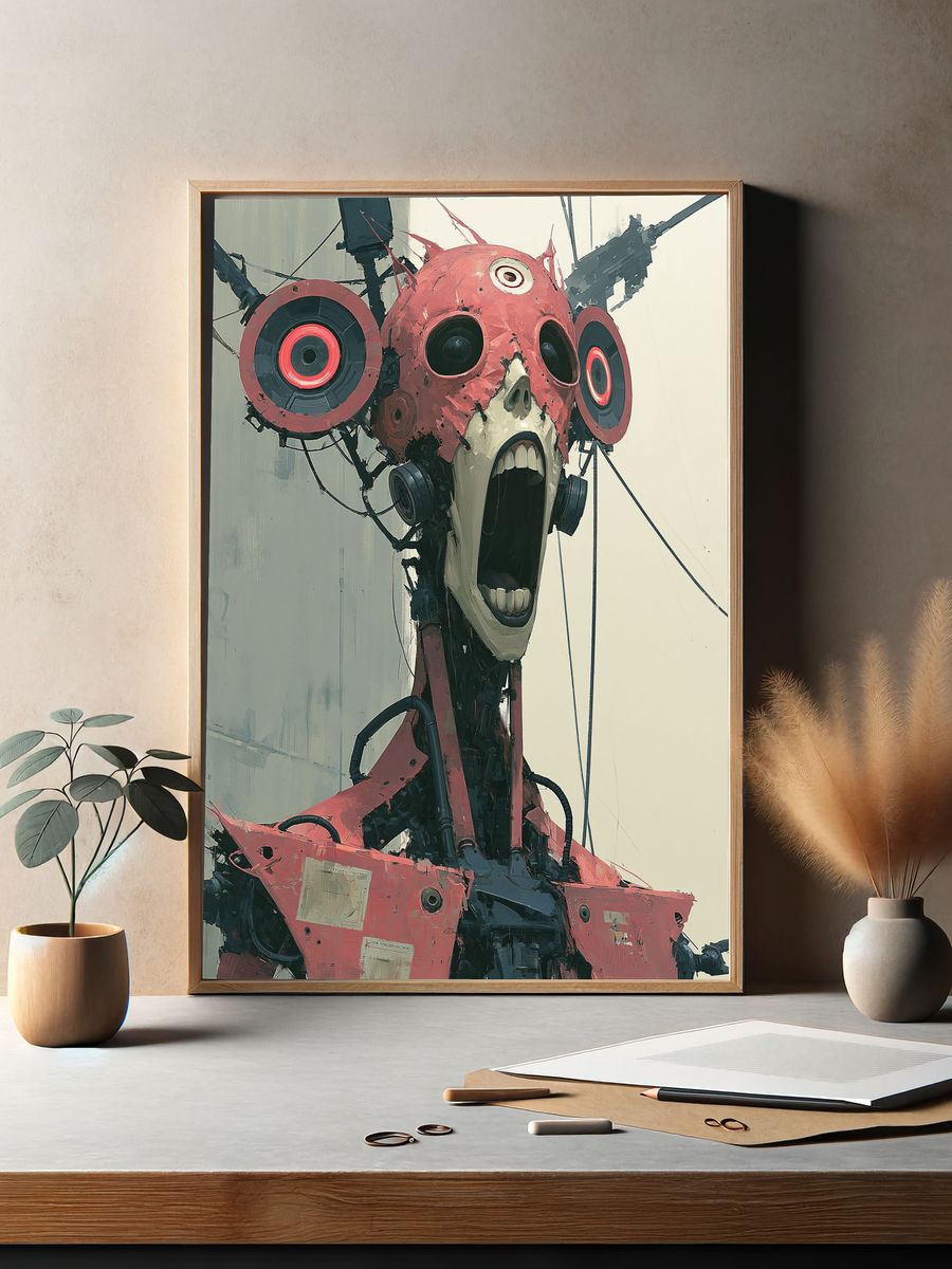 Screaming Cybernetic Head Poster. — room view 2