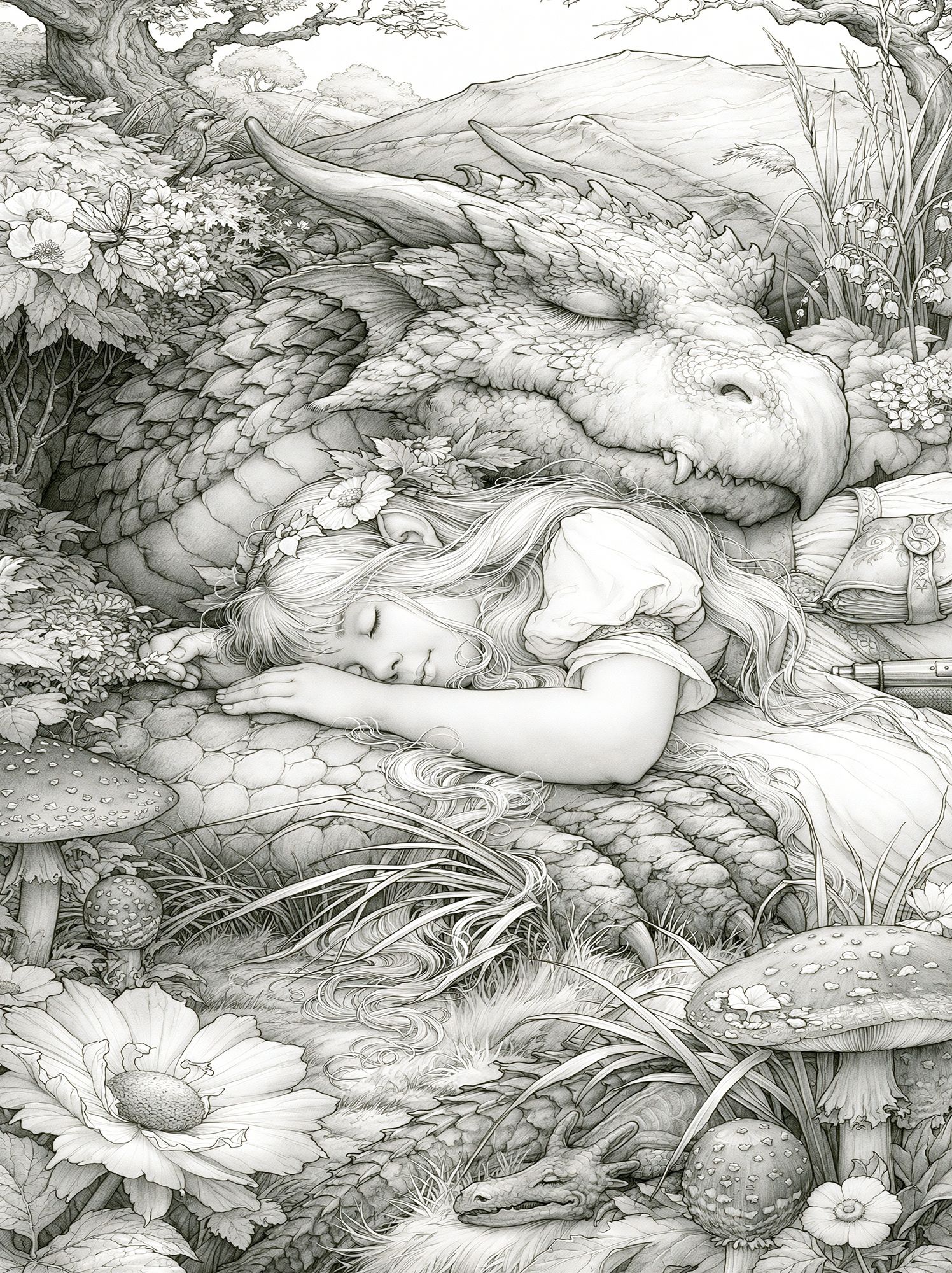 Sleeping Dragon Fantasy Illustration Poster. poster — illustration art